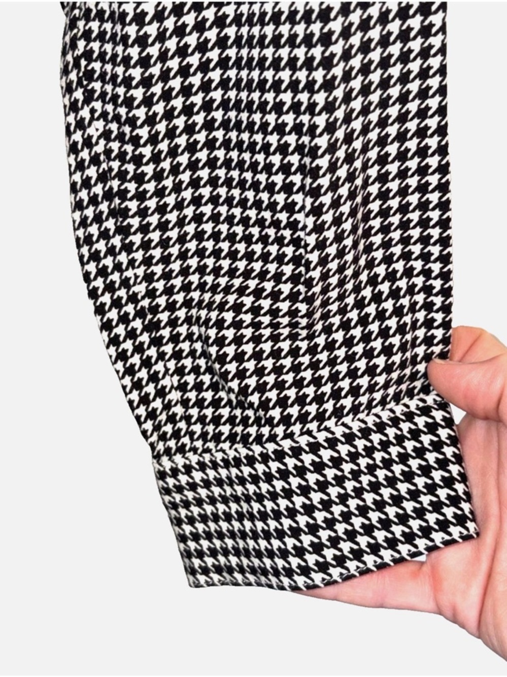 J Jill Large Black White Houndstooth Tunic Blouse Hidden Button Front - Picture 7 of 12